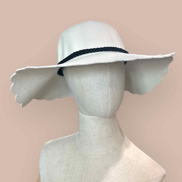 NWT Bundle of 2 Nordstrom BP. Women's Scallop Wide Brim Felt Hat Wine - One Size - Picture 10 of 13